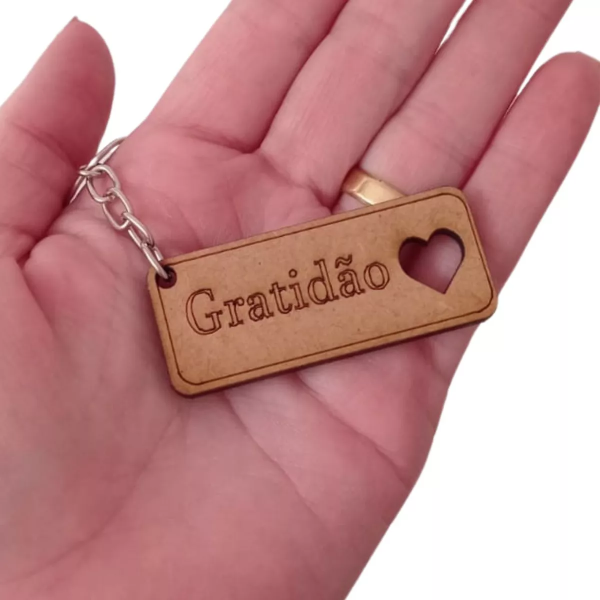 100 Lembrancinha Chaveiro Mdf Gratidão Coração