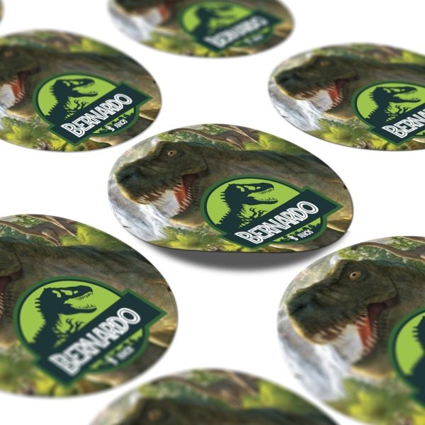 40 Rótulos Adesivos 9x9 Personalizados Dinossauros