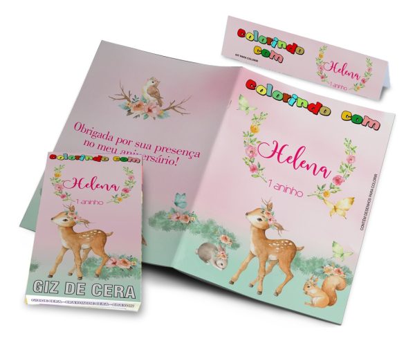 50 Kits Colorir Bosque Encantado Com Giz Personalizada - Image 3