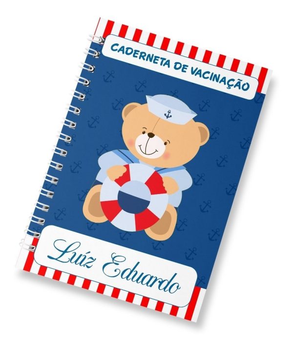 Caderneta De Vacinação Ursinho Marinheiro Com Nome Capa Dura