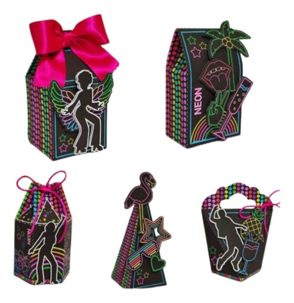 Kit 25 Cxs Personalizadas Neon + Topo De Bolo