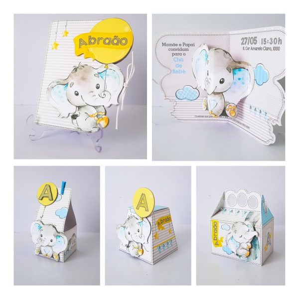 Kit 30 Caixas Personalizadas + Topo Bolo Festa Elefantinho 4 - Image 2