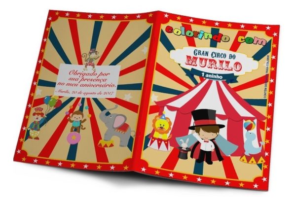 30 Kits De Colorir Revistinhas + Giz Circo Personalizada - Image 2