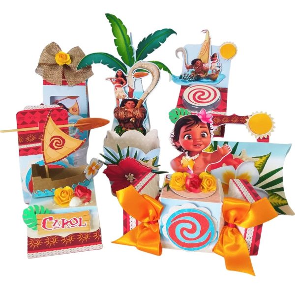 Kit Personalizados Festa Moana 20 - 30 Cxs + Topo Bolo