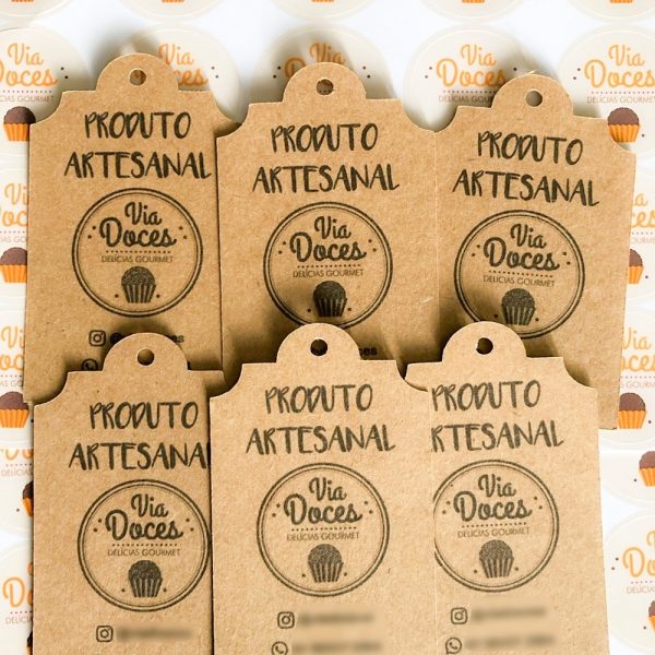 100 Tags Papel Kraft 5x8 Cm + 100 Adesivos 3x3 Cm - Image 5