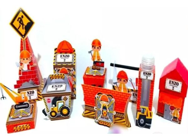 Kit 30 Caixas Personalizadas + Topo Bolo Festa Construtor 2 - Image 2