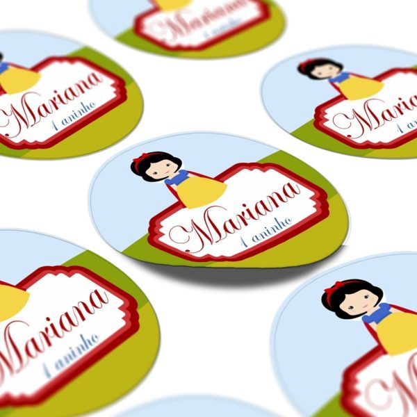 100 Rótulos Adesivos Personalizados Branca De Neve 5x5 - Image 2