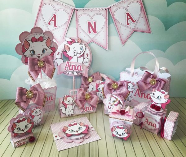 Kit Personalizados Festa Gatinha Marie 7 - 30cxs + Topo Bolo - Image 2