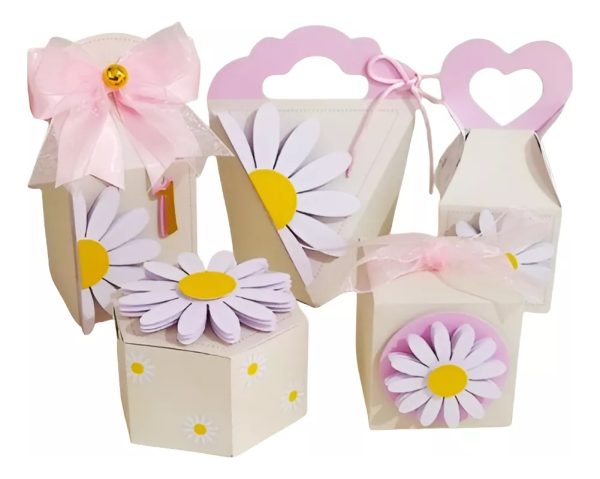 Kit Personalizados Festa Margaridas - 30 Cxs + Topo Bolo