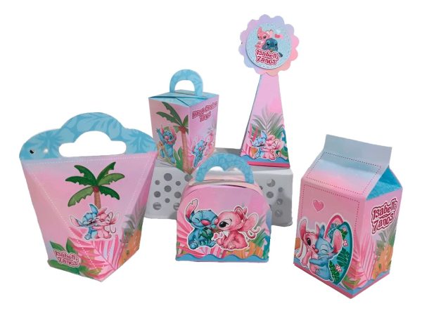 Kit 30 Cxs Personalizadas + Topo De Bolo - Stitch E Angel - Image 3