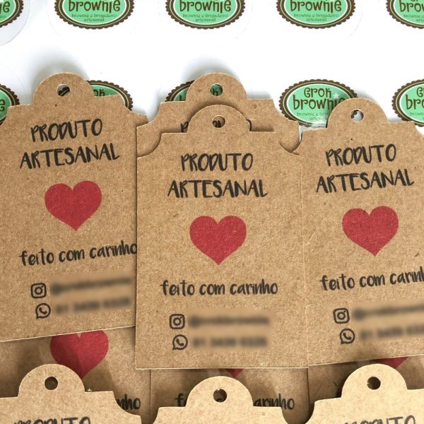 100 Tags Papel Kraft 5x8 Cm + 100 Adesivos 3x3 Cm - Image 2