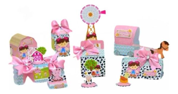 Kit 30 Caixas Personalizadas + Topo Bolo Festa Fazendinha 17