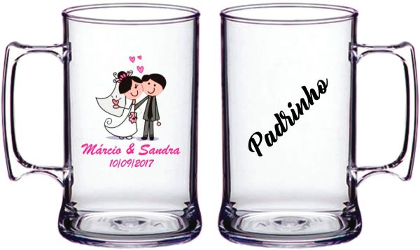 10 Caneca De Chopp Personalizada 300ml Acrílico P/ Padrinhos - Image 2