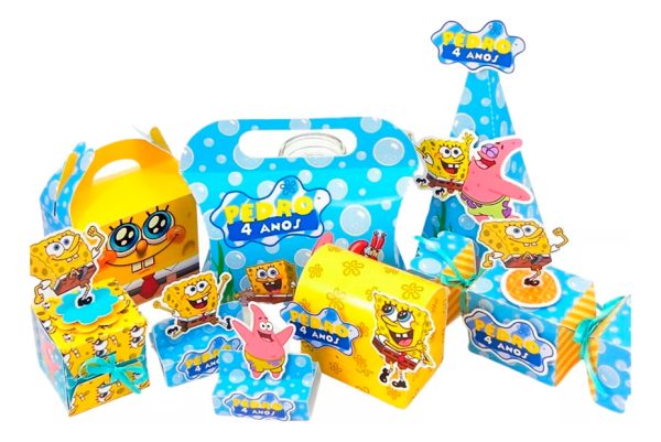 Kit Personalizados Festa Bob Esponja - 30 Cxs + Topo Bolo