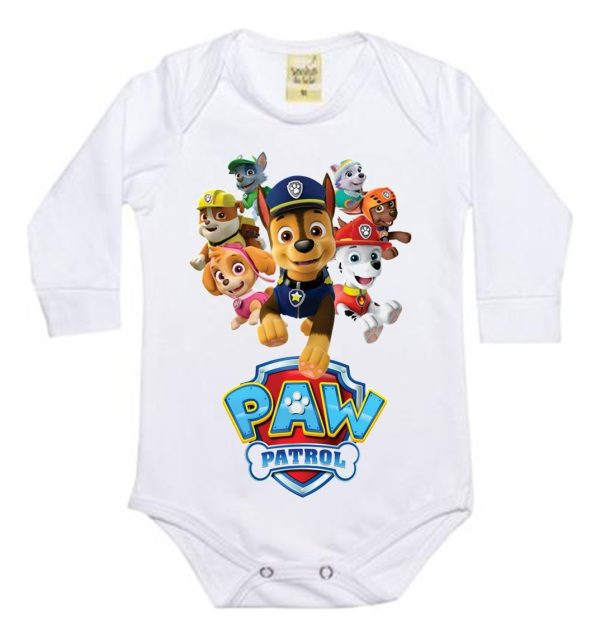 Body Bebe Patrulha Canina Cachorros Filhotes Manga Longa