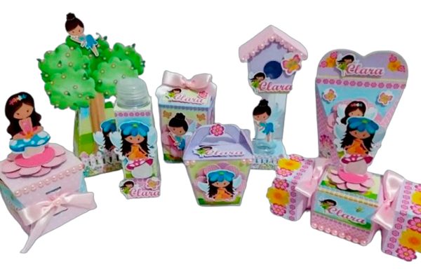 Kit 30 Caixas Personalizadas + Topo Bolo Festa Fada 20