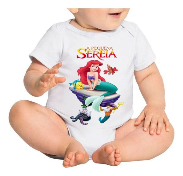 Body Bebe A Pequena Sereia Ariel Tritão Flounder Sebastião