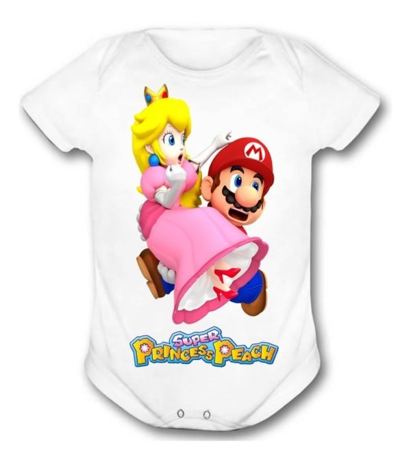 Body De Bebê Mario Bros E Princesa Peach
