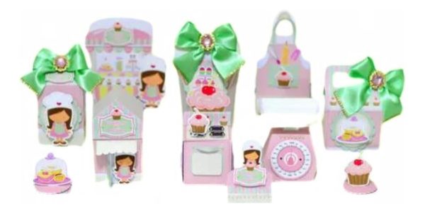Kit 30 Caixas Personalizadas + Topo Bolo Festa Confeitaria 8