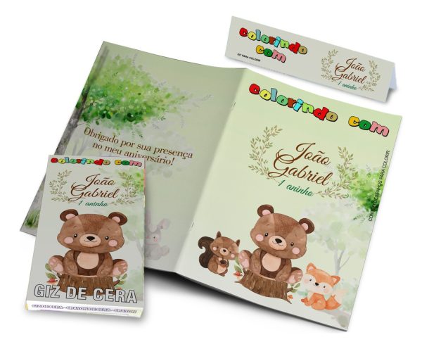 50 Kits Colorir Bosque Encantado Com Giz Personalizada - Image 2
