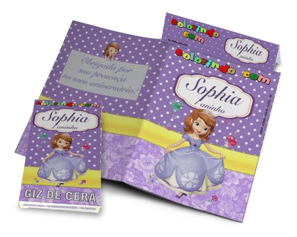30 Kits Colorir Revistinha Giz De Cera Princesa Sofia