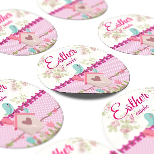 60 Adesivos Personalizado Jardim Encantado Lembrancinha 5x5