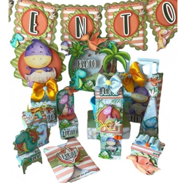 Kit 30 Caixas Personalizadas + Topo Bolo Festa Dinossauro 65