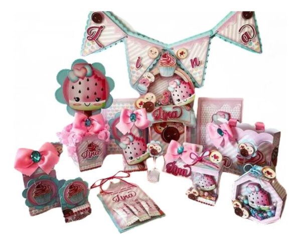 Kit 30 Caixas Personalizadas + Topobolo Festa Confeitaria 19