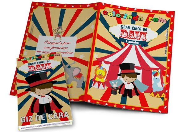 60 Kits Revistinha Colorir Com Giz Personalizados Grande