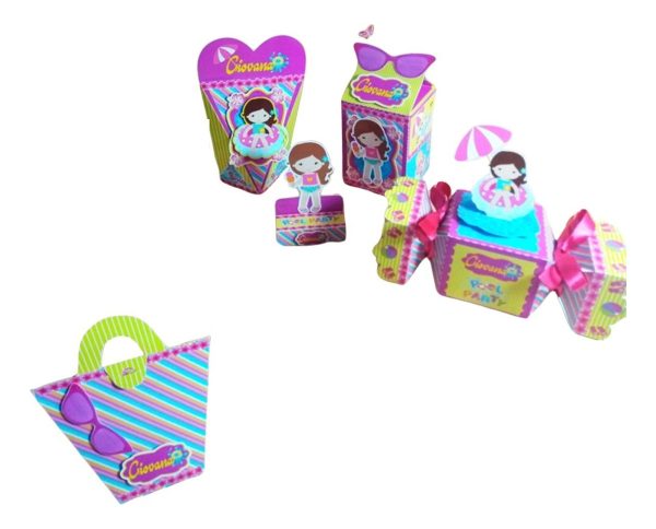 Kit Personalizados Festa Pool Party 4m - 30 Cxs + Topo Bolo