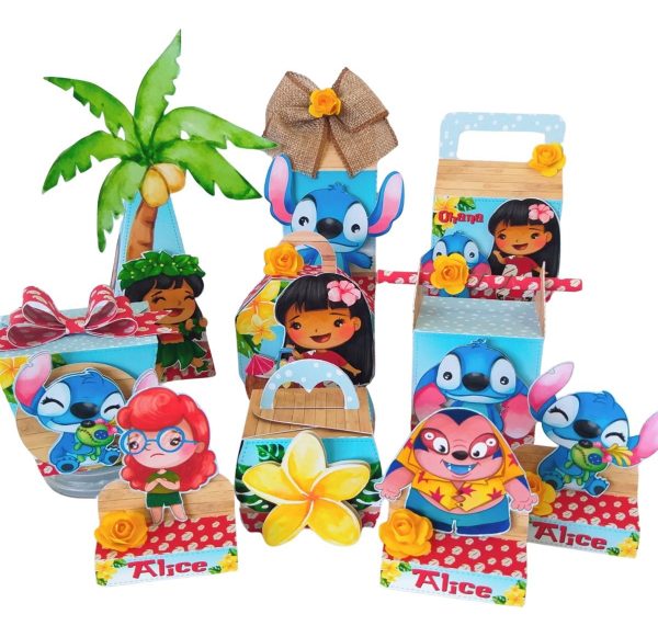Kit Personalizados Festa Lilo E Stitch - 30 Cxs + Topo Bolo