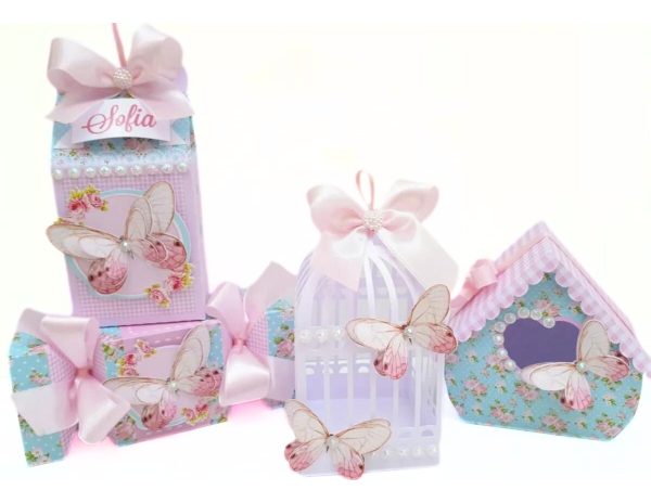 Kit Caixas Personalizados Jardim De Borboletas 4m Alt