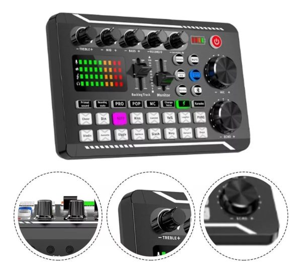 Placa De Som P Efeito Sonoro Interface C Bateria Áudio Mixer