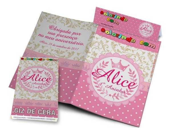 65 Kits Colorir Revistinhas + Giz De Cera Personalizados