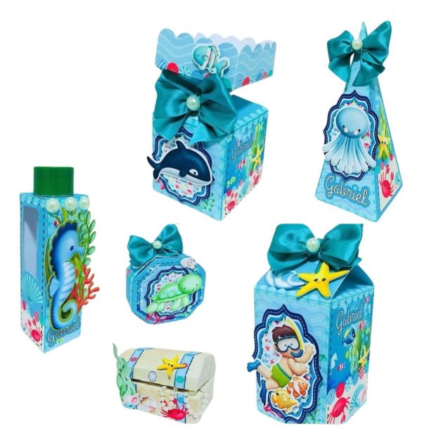 Kit Personalizados Festa Fundo Do Mar 37 - 30 Cxs + Topo Bol