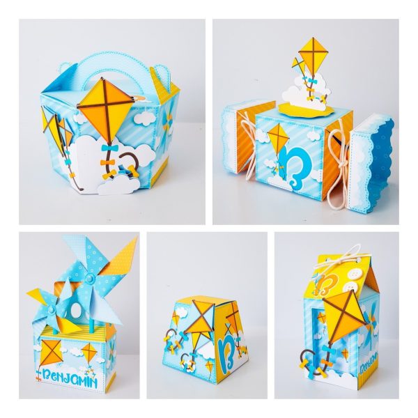 Kit 30 Cxs Personalizadas + Topo Bolo Festa Pipa E Catavento