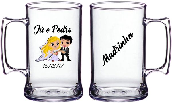 10 Caneca De Chopp Personalizada 300ml Acrílico P/ Padrinhos