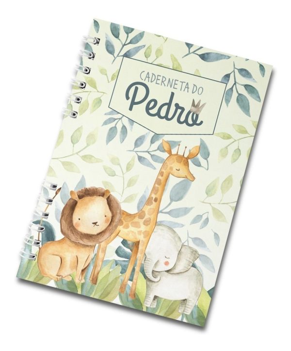 Caderneta De Vacinação Safari Aquarela Com Nome Capa Dura