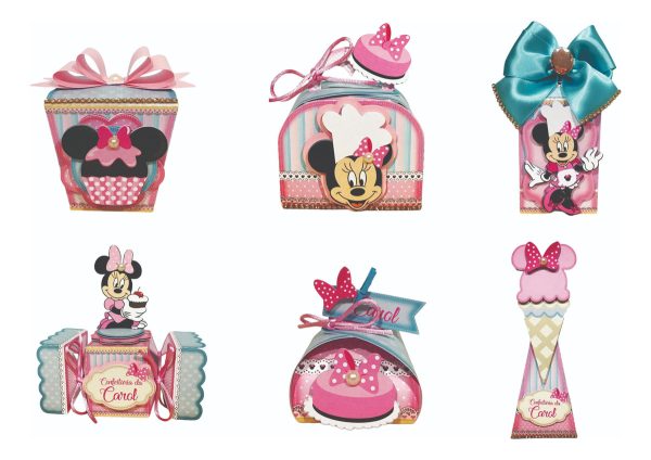 Kit Personalizados Minnie Confeiteira - 30 Cxs + Topo Bolo