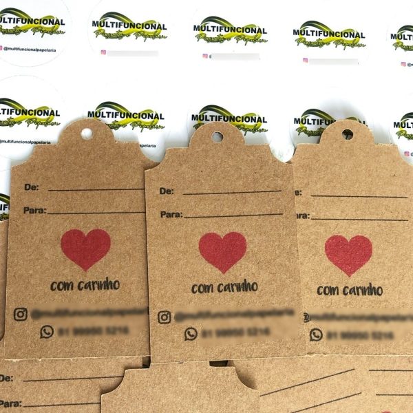 100 Tags Papel Kraft 5x8 Cm + 100 Adesivos 3x3 Cm - Image 3