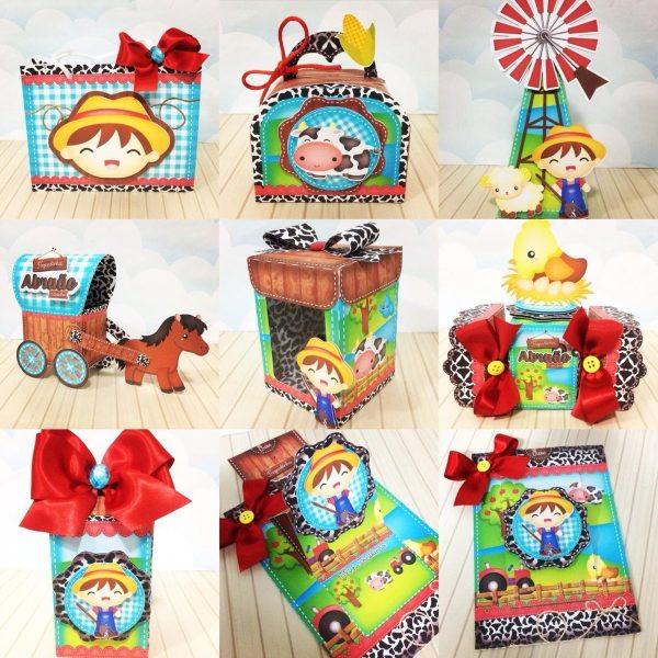 Kit 30 Caixas Personalizadas + Topo Bolo Festa Fazendinha 14 - Image 2