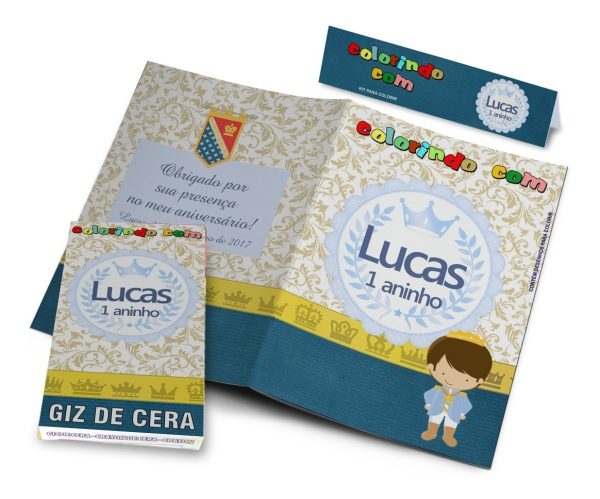 50 Kit Colorir Personalizado Realeza Revistinha Com Giz - Image 2