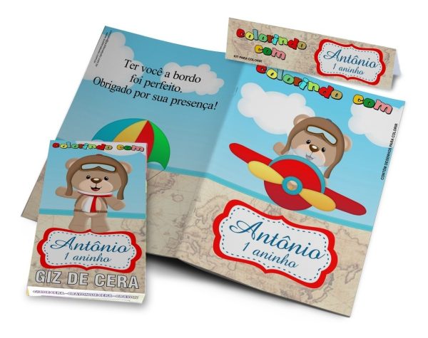 20 Kits Revistinhas Colorir + Giz De Cera Personalizados