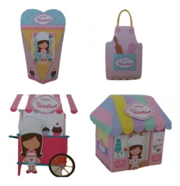 Kit 30 Caixas Personalizadas + Topo Bolo Festa Confeitaria 3