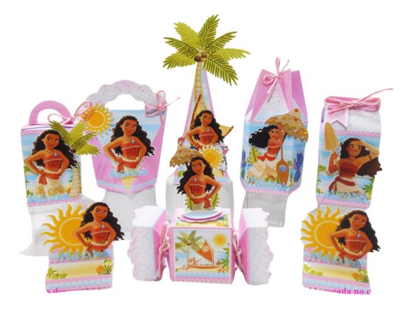 Kit 30 Cxs Personalizadas + Topo - Moana Praia