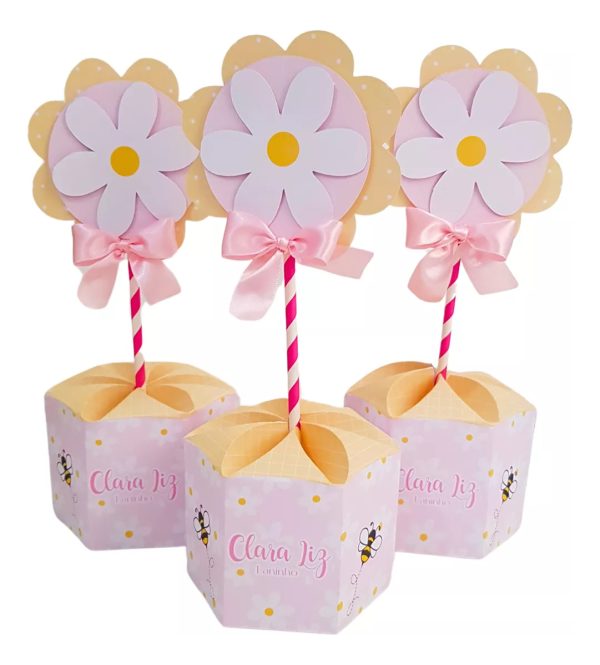 Centro De Mesa - Margaridas Personalizado Kit 10 Unidades - Image 3