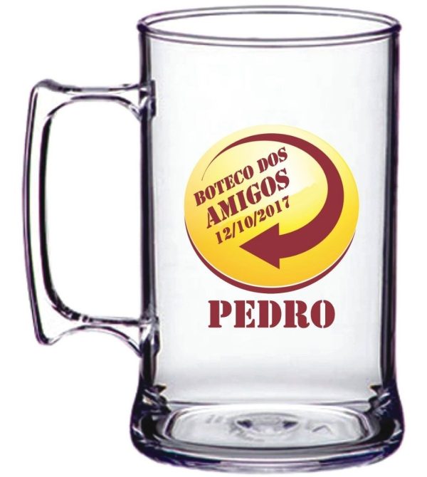 5 Canecas Chopp Personalizada 450ml Acrílico Nome Individual