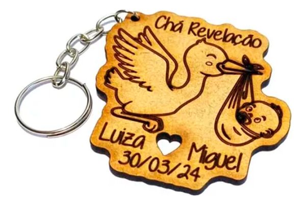 Chaveiro Mdf Lembrancinhas Chá De Revelação 20und. - Image 3