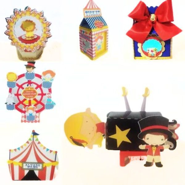 Kit 30 Caixas Personalizadas + Topo Bolo Festa Circo 12