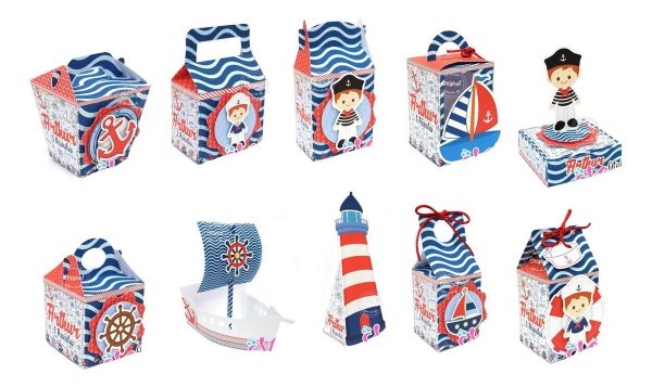Kit 30 Cxs Personalizadas + Topo Bolo Festa Marinheiro 1